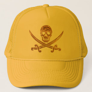Gold Jolly Roger Trucker Hat