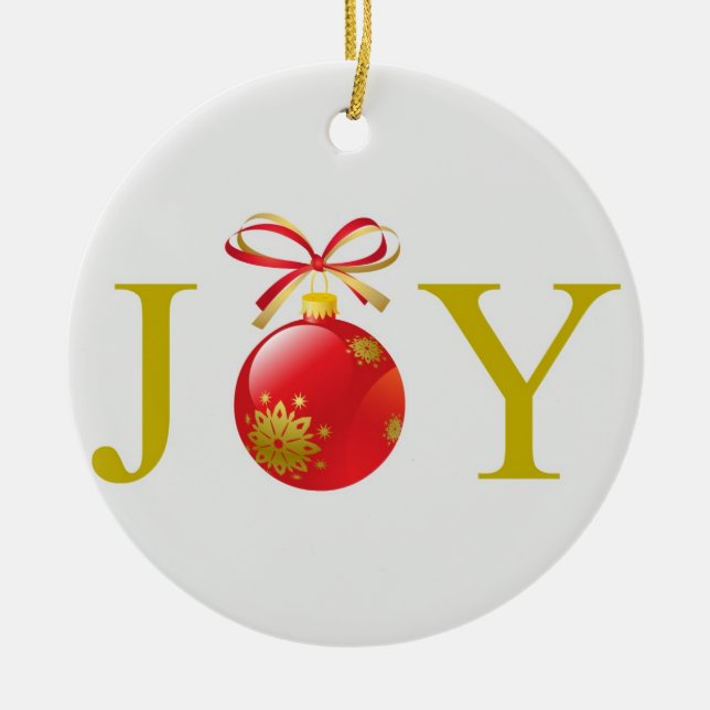 Gold Joy Christmas Ornament (Front)
