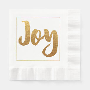 Gold Joy Christmas Paper Napkins