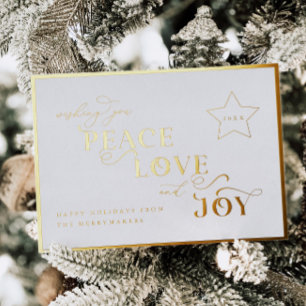 Gold Joy Foil Post Card Christmas Holiday Greeting