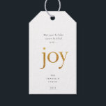 Gold Joy Modern Christmas Gift Tags<br><div class="desc">May your holiday season be filled with joy. Elegant Holiday Gift Tags. Golden faux foil joy lettering and dark navy blue colour backing.</div>