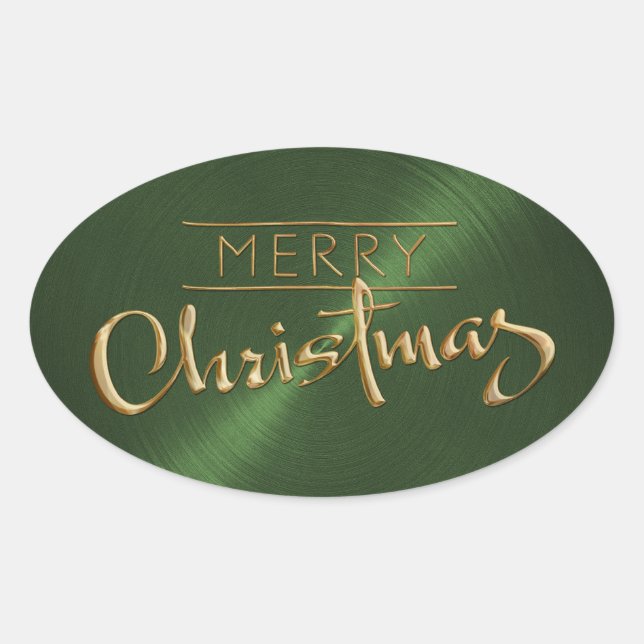 Gold Joyeux Sticker vert de Noël Revêtement embout (Devant)
