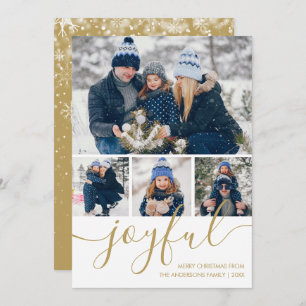 Gold Joyful 4 Photo Joyeux Noël Carte de vacances