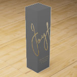 Gold JOYFUL Holiday Wishes on Grey Wine Box<br><div class="desc">Joyful in a faux gold foil script wraps around a grey wine gift box with your names and greetings in chic lettering. Stylish for any Christmas holiday occasion gift-giving. MATHCING wine bottle label and more items in our collection.</div>