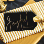 Gold JOYFUL on Black Christmas Gift Tags<br><div class="desc">Joyful in a faux gold foil script and your names in chic lettering,  these black gift tags or party favour tags are stylish for any Christmas holiday occasion. MATCHING items in our collection.</div>