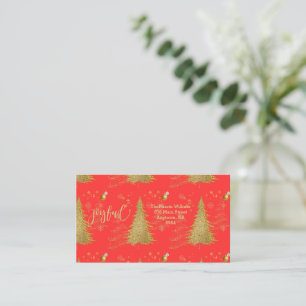 Gold JOYFUL on Red Christmas Card