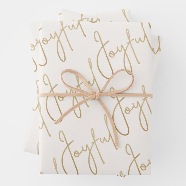 Gold JOYFUL on White Wrapping Paper Sheet (In situ)