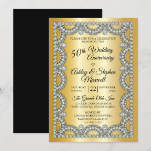 Gold Jubilee Diamond 50th Wedding Anniversary Invitation