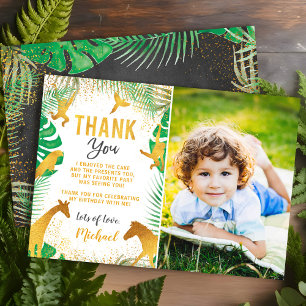 Gold Jungle Animaux Photo Carte de remerciements d