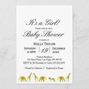 Gold Jungle Baby Shower Invitation