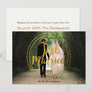 Gold Just Married Photo Post Wedding Brunch Invitation
