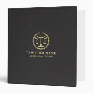 Gold Justice Logo On Black Leather Texture Binder