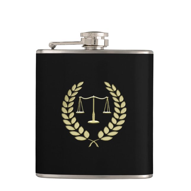 Gold Justice Scale Hip Flask (Front)