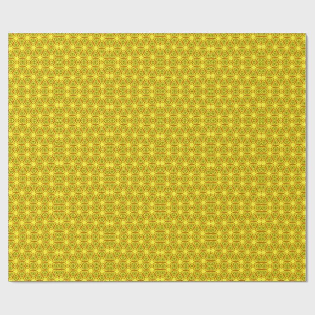 Gold Kaleidoscope Fractal Pattern Wrapping Paper (Flat)