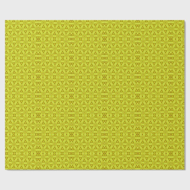 Gold Kaleidoscope Fractal Pattern Wrapping Paper (Flat)