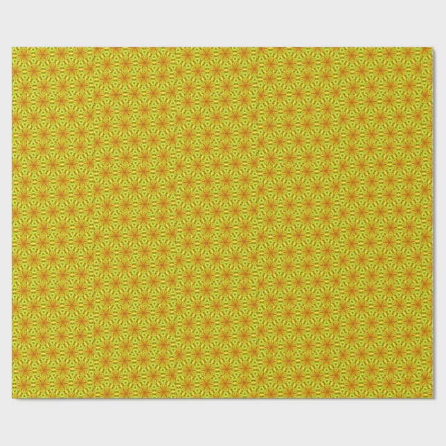 Gold Kaleidoscope Fractal Pattern Wrapping Paper (Flat)