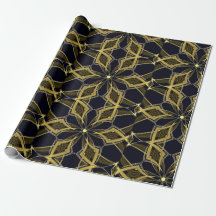 Gold kaleidoscope on black fabric