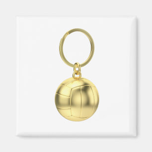 Gold keychain with volleyball ball magnet