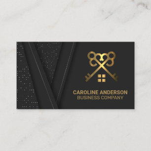 Gold Keys and Home Logo   Real Estate Business Card