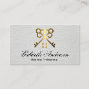 Gold Keys Home Logo   Leather Business Card