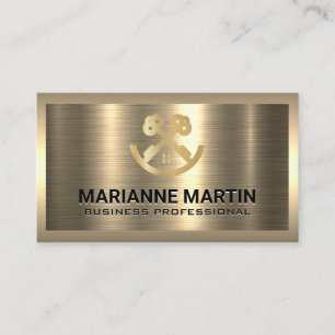 Gold Keys   Real Estate Logo   Metallic Business Card