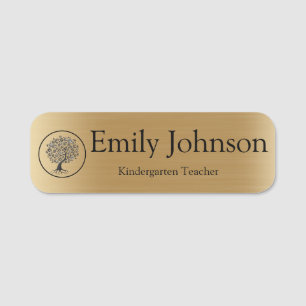 Gold Kindergarten Teacher Name   Custom Teacher Tag