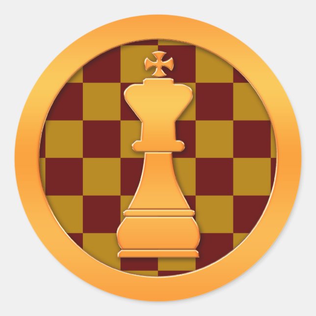 Gold King Chess Piece Classic Round Sticker (Front)