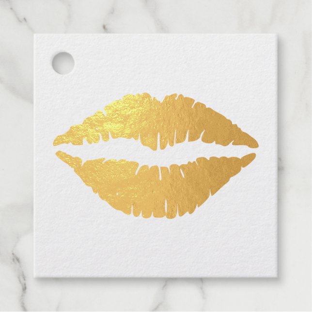Gold Kiss Lips Favour Tags (Front)