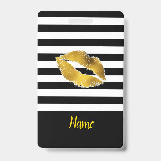 Gold Kiss Luggage Tag / Badge