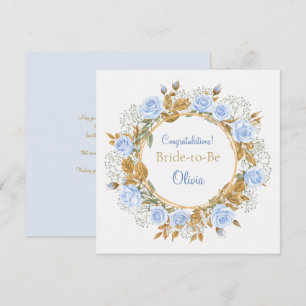 Gold-Kissed Blue Rose Bridal Card