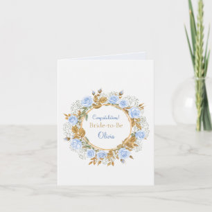 Gold-Kissed Blue Rose Bridal Card