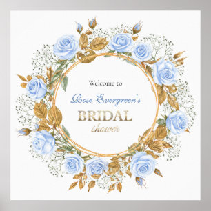 Gold-Kissed Blue Rose Bridal Poster