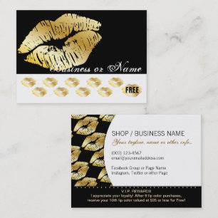 Gold Kisses on Black - Lipstick Loyalty Rewards Card