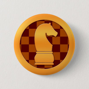 Gold Knight Chess Piece 2 Inch Round Button