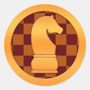 Gold Knight Chess Piece Classic Round Sticker