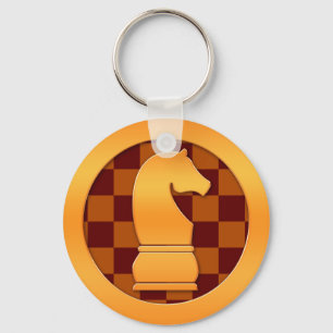 Gold Knight Chess Piece Keychain