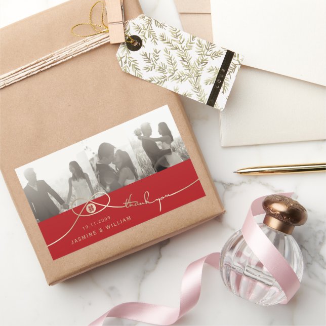 Gold Knot Double Happiness Chinese Wedding Photo Sticker (Gifting)