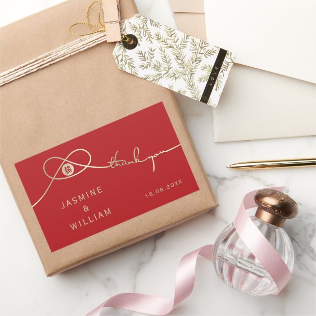 Gold Knot Union Double Happiness Chinese Wedding Sticker (Gifting)