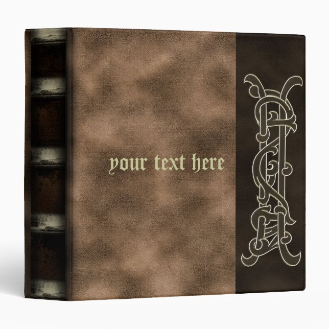 Gold Knotwork Vintage Leather Binder (Front/Spine)