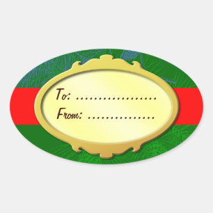 Gold Label Red Ribbon Custom Holiday Gift Tags