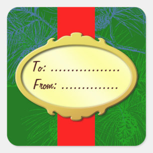 Gold Label Red Ribbon Custom Holiday Stickers
