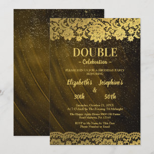 Gold Lace Adult double Joint Birthday Party Invitation