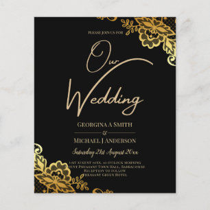 GOLD LACE Black All-in1 Wedding INVITE QR Code Flyer
