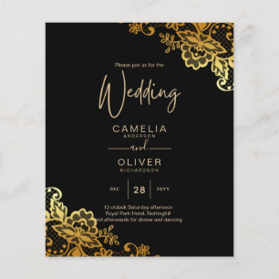 GOLD LACE Black All-in1 Wedding INVITE QR Code Flyer