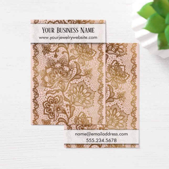 Gold Lace Blush Pink Earring Holder Display Cards (Desk)