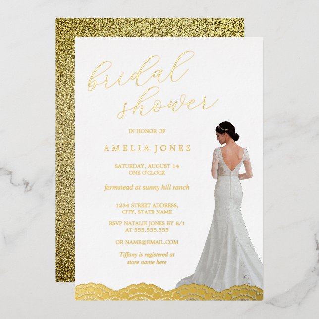 Gold Lace Bride Dress Bridal Shower (Front/Back)