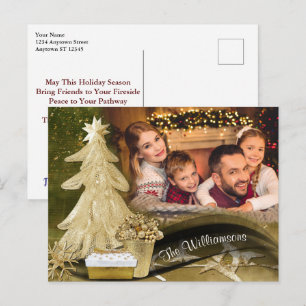 Gold Lace Christmas Tree Christmas Photo Postcard