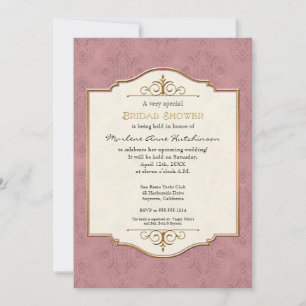 Gold & Lace Classic Formal Elegant Bridal Shower Invitation