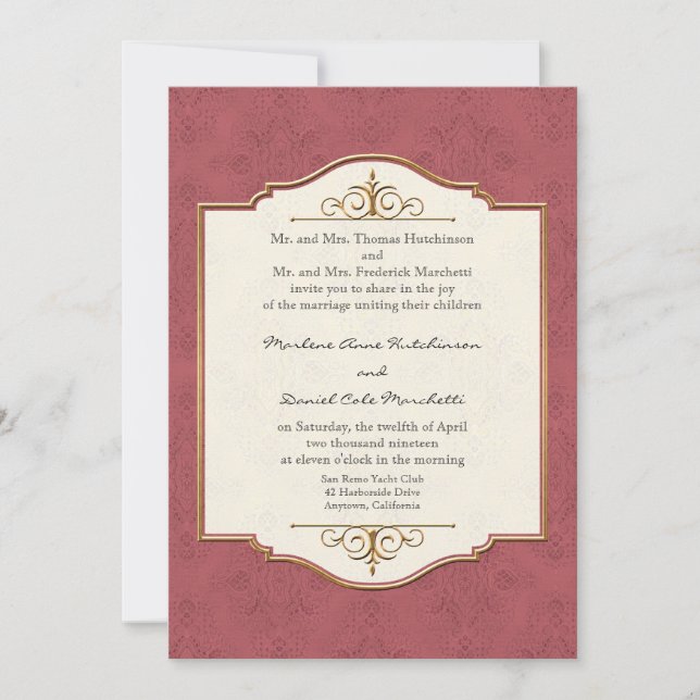 Gold & Lace Classic Formal Élégant Invitation de m (Devant)