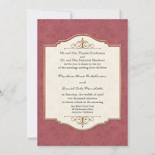 Gold & Lace Classic Formal Elegant Wedding Invite